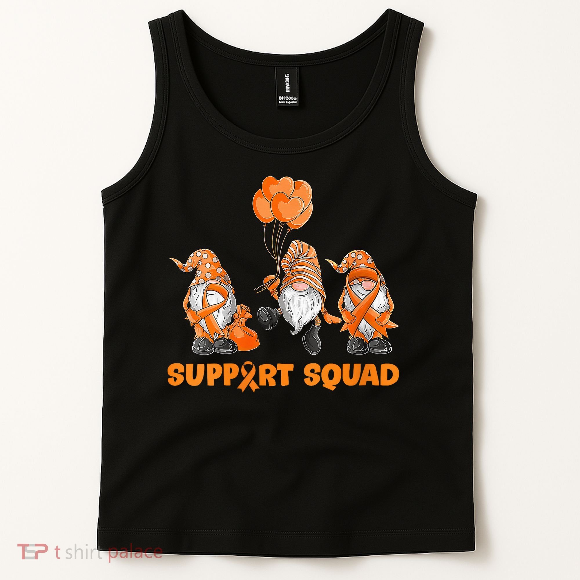 Gnomes Support Squad MS Awareness Orange Ribbon Tank Top