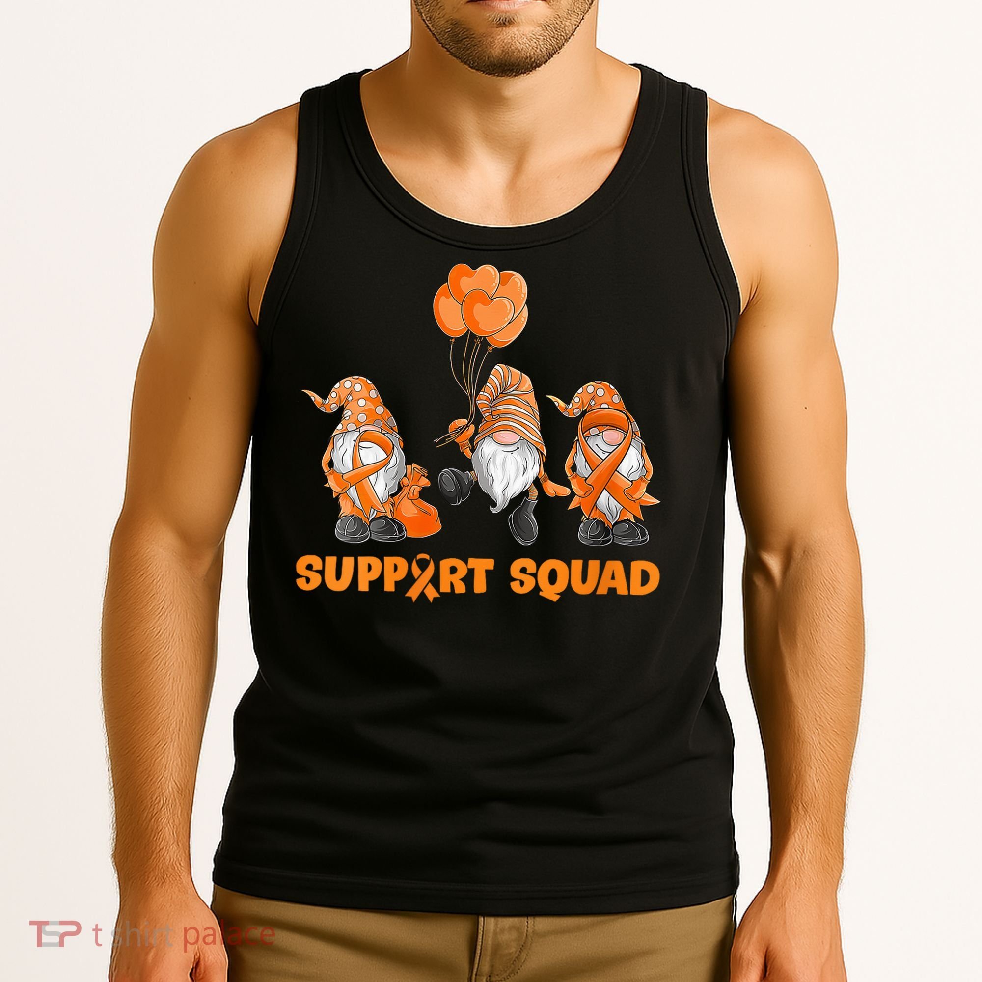 Gnomes Support Squad MS Awareness Orange Ribbon Tank Top