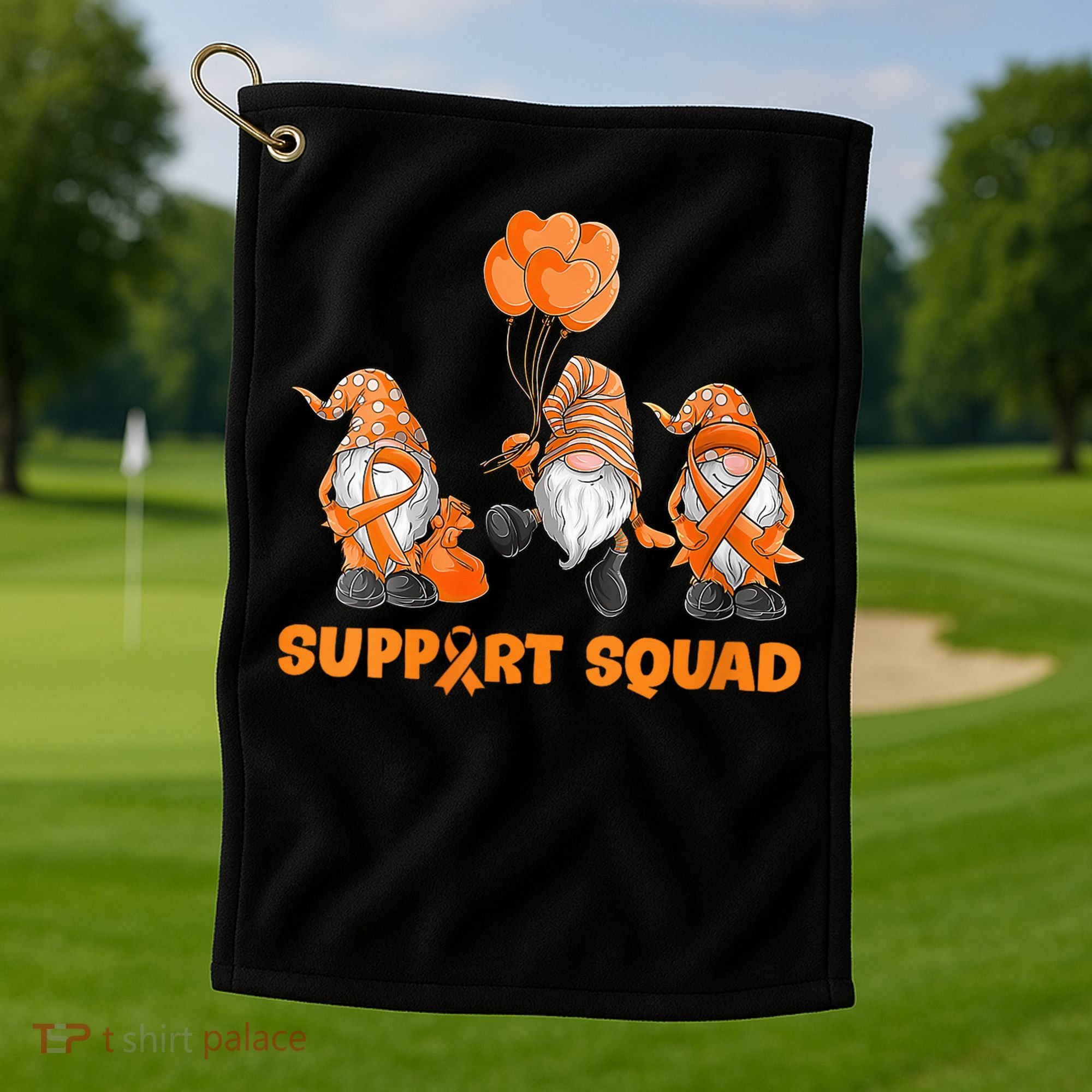 Gnomes Support Squad MS Awareness Orange Ribbon Golf Towel