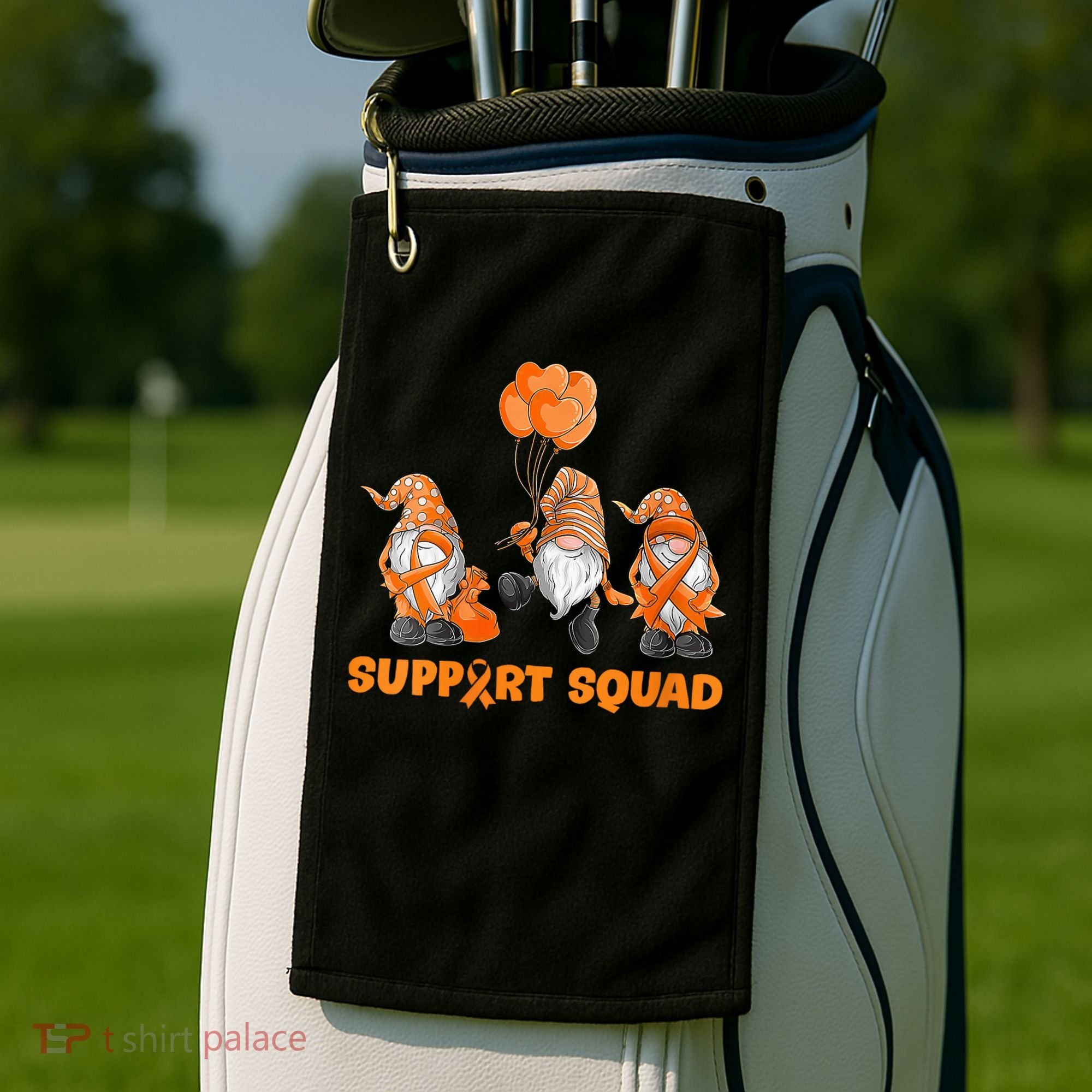 Gnomes Support Squad MS Awareness Orange Ribbon Golf Towel