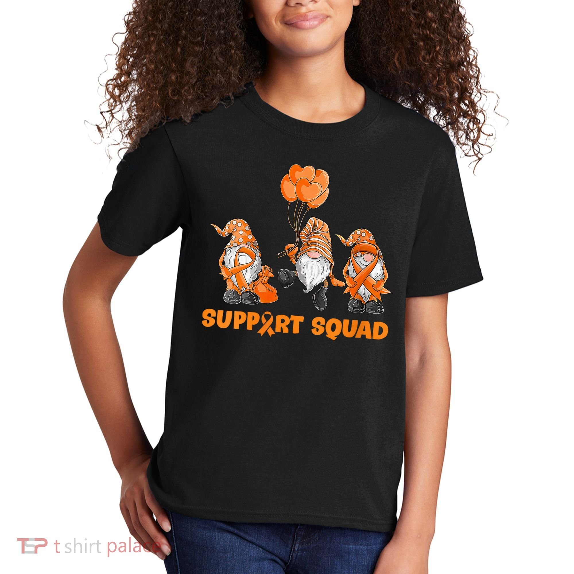 Gnomes Support Squad MS Awareness Orange Ribbon Kids T-Shirt