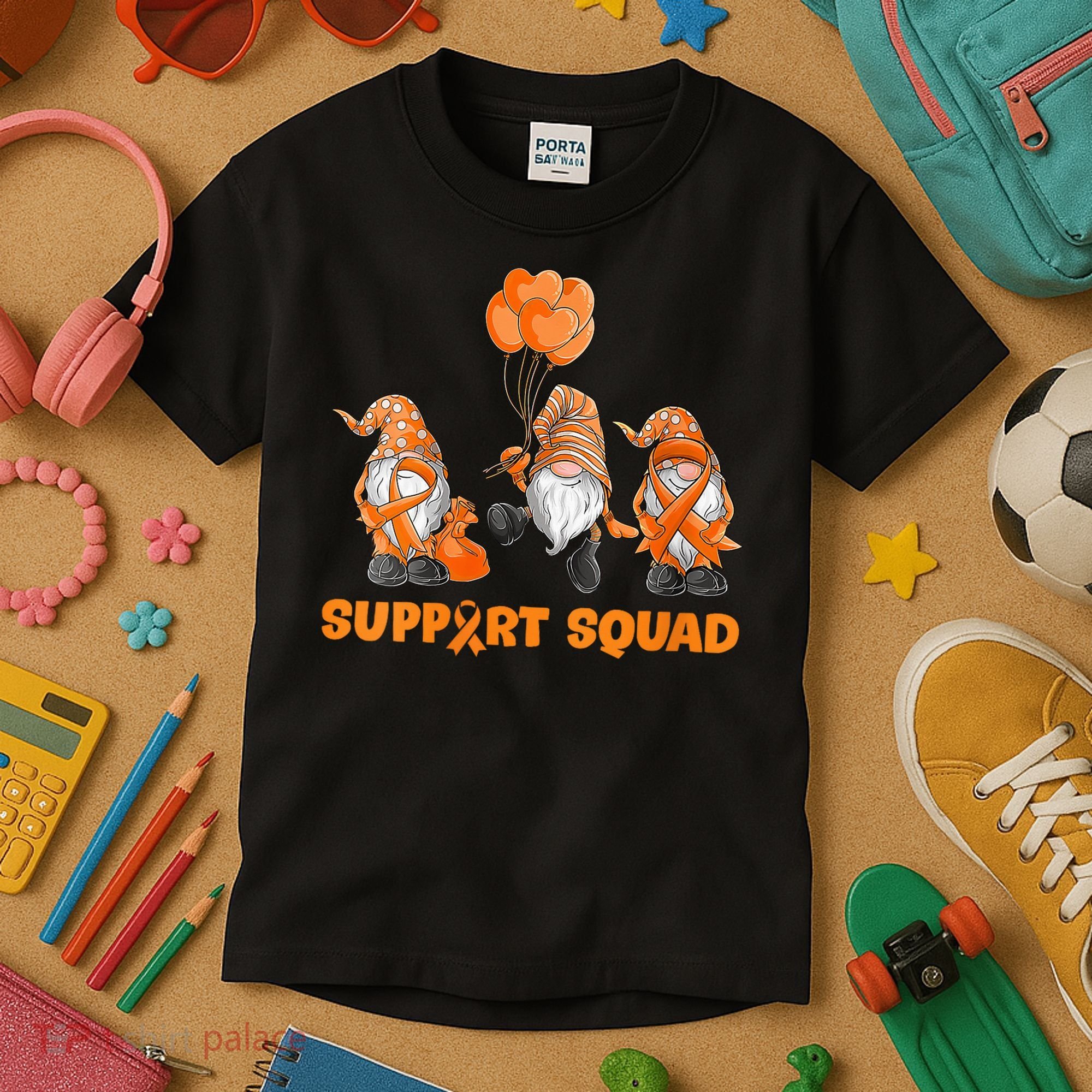 Gnomes Support Squad MS Awareness Orange Ribbon Kids T-Shirt