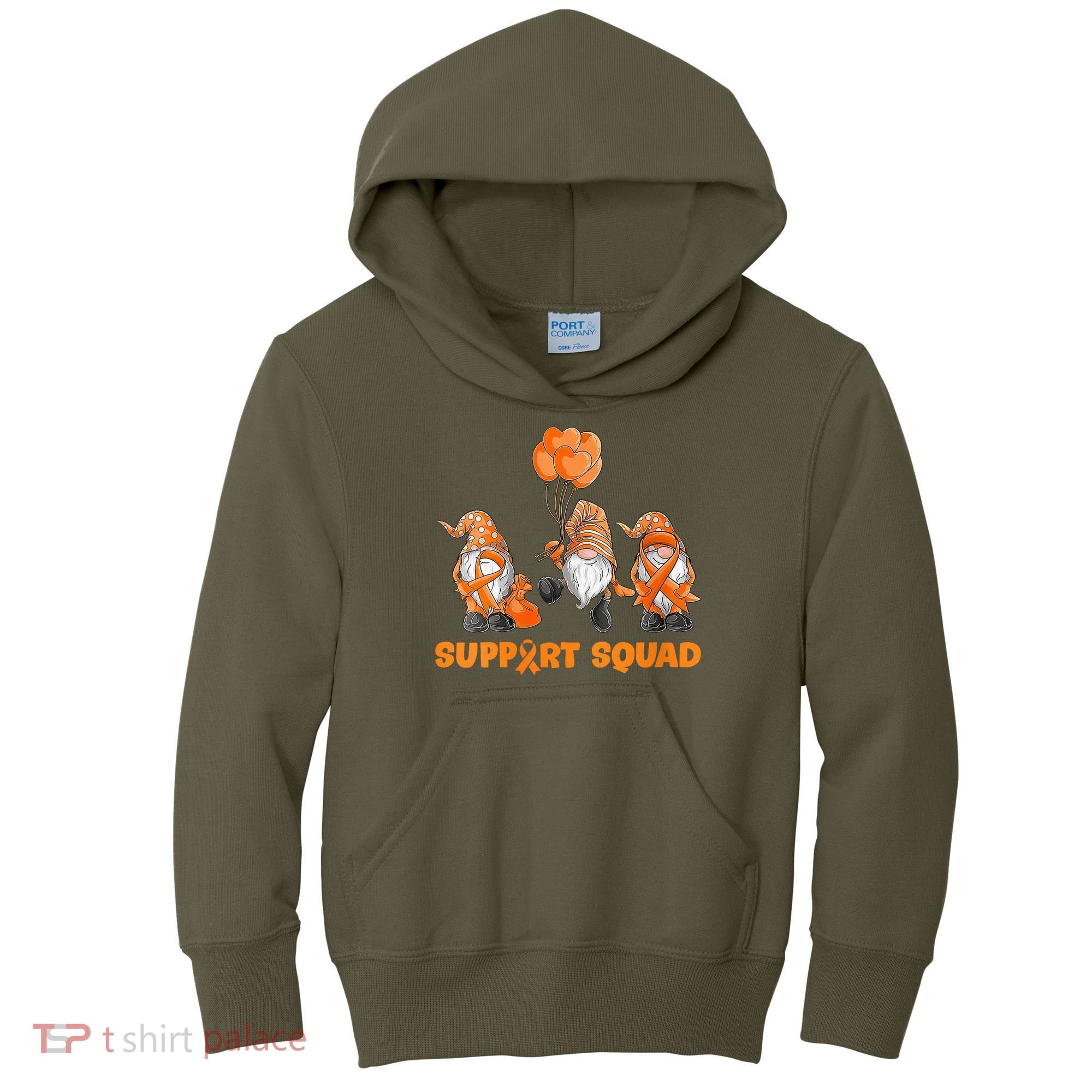 Gnomes Support Squad MS Awareness Orange Ribbon Kids Hoodie