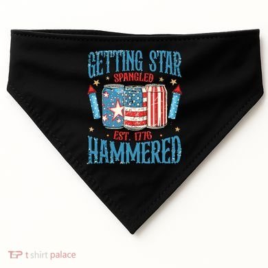 Getting Star Spangled Hammered Funny America 4th Of July USA-Made Doggie Bandana