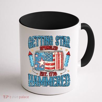 Getting Star Spangled Hammered Funny America 4th Of July Coffee Mug back