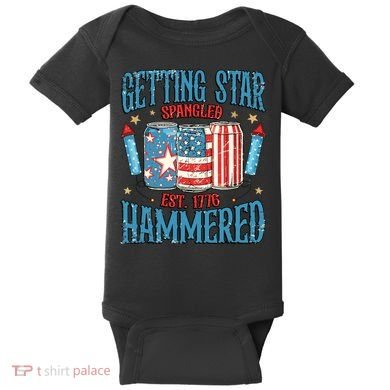 Getting Star Spangled Hammered Funny America 4th Of July Baby Bodysuit