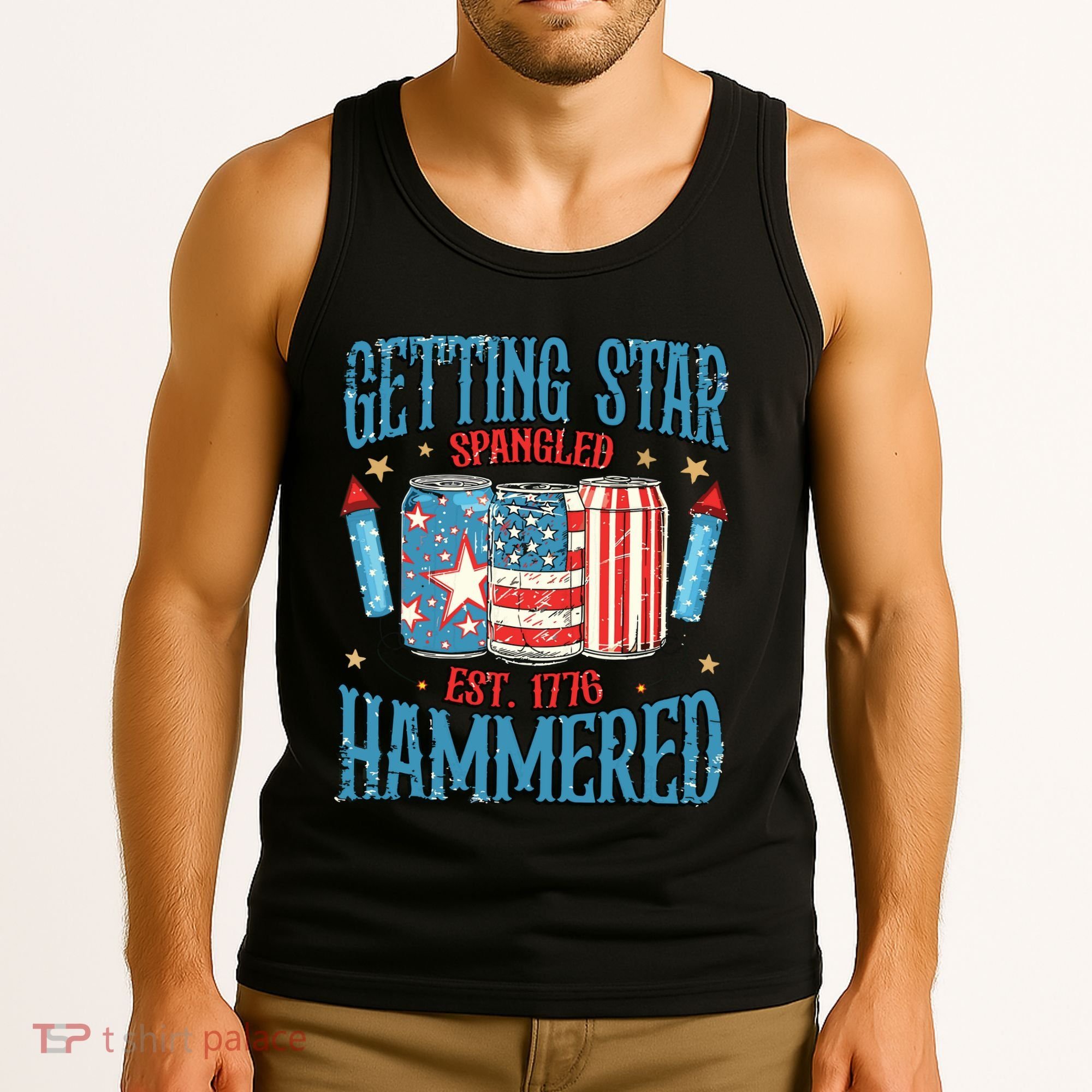 Getting Star Spangled Hammered Funny America 4th Of July Tank Top