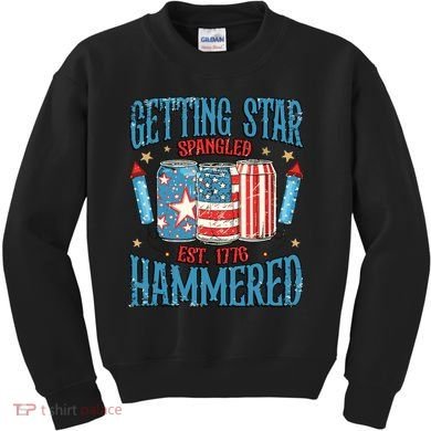 Getting Star Spangled Hammered Funny America 4th Of July Kids Sweatshirt