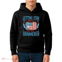 Getting Star Spangled Hammered Funny America 4th Of July Kids Hoodie thumb 4