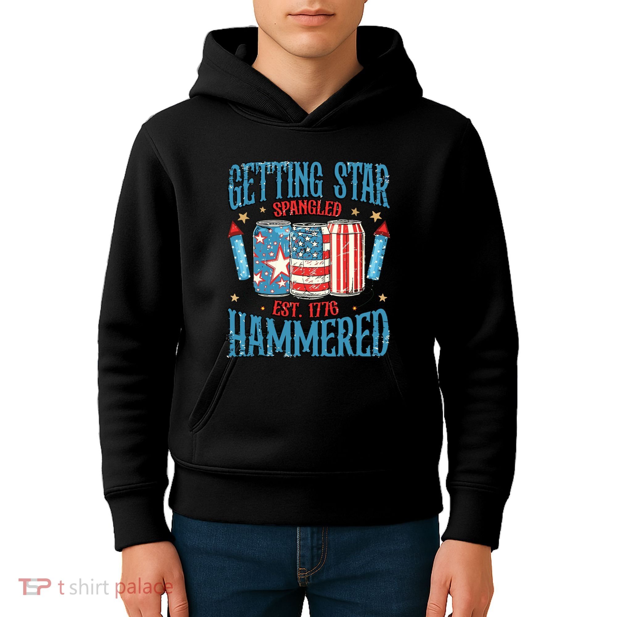 Getting Star Spangled Hammered Funny America 4th Of July Kids Hoodie
