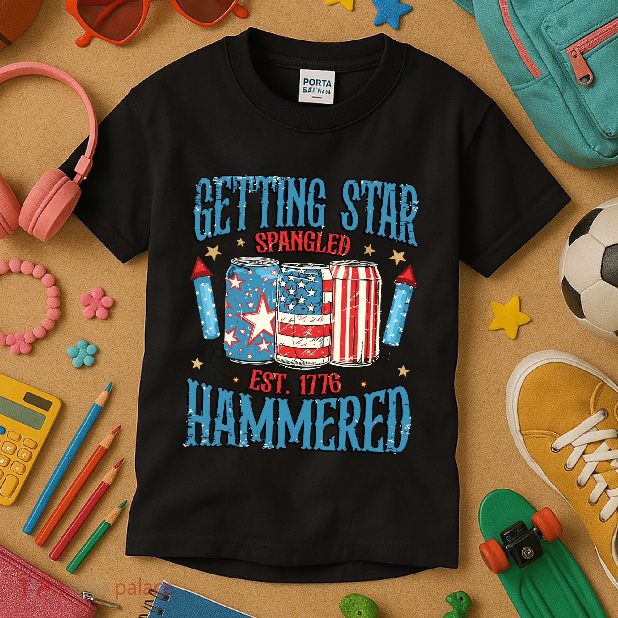 Getting Star Spangled Hammered Funny America 4th Of July Kids T-Shirt