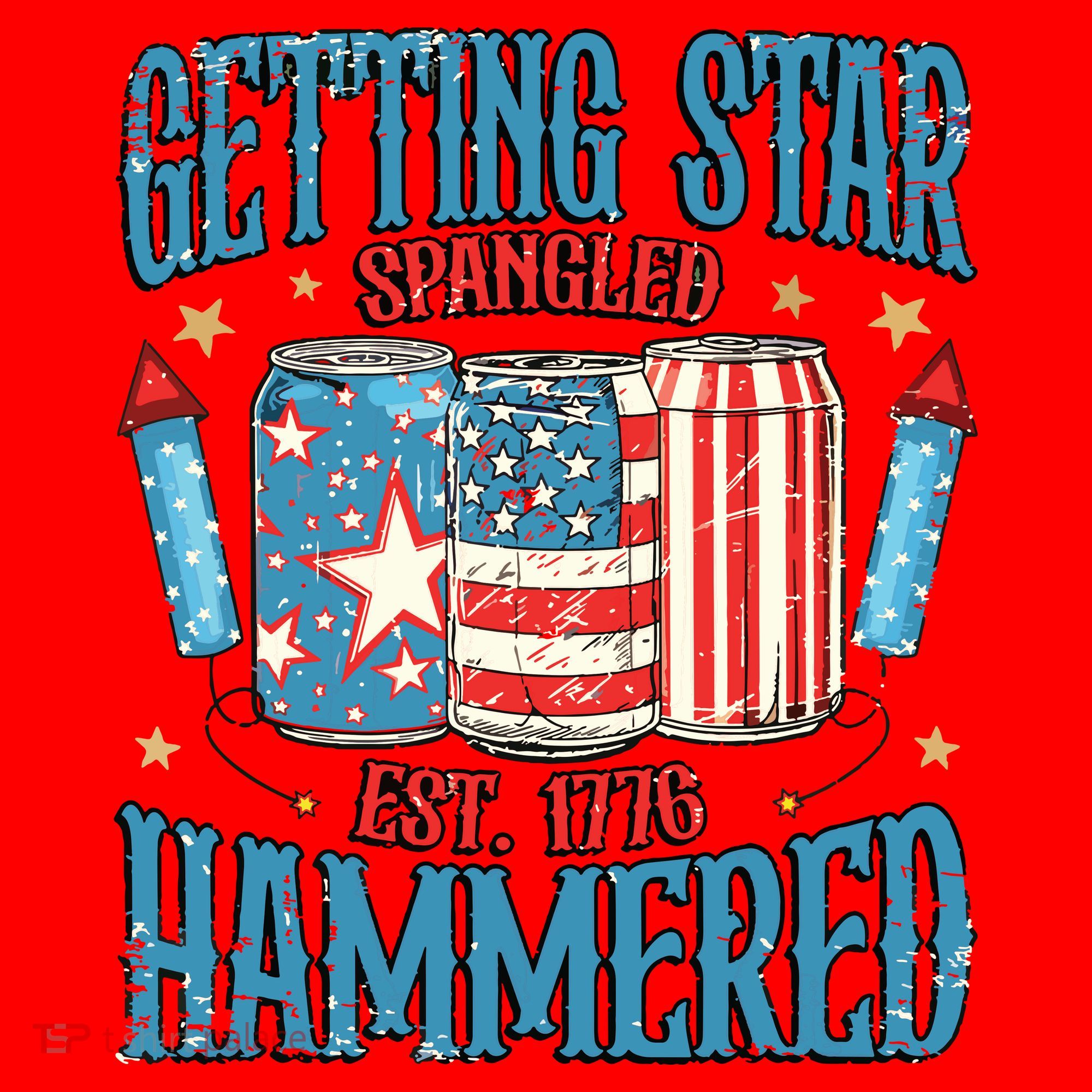 Getting Star Spangled Hammered Funny America 4th Of July Santa Hat