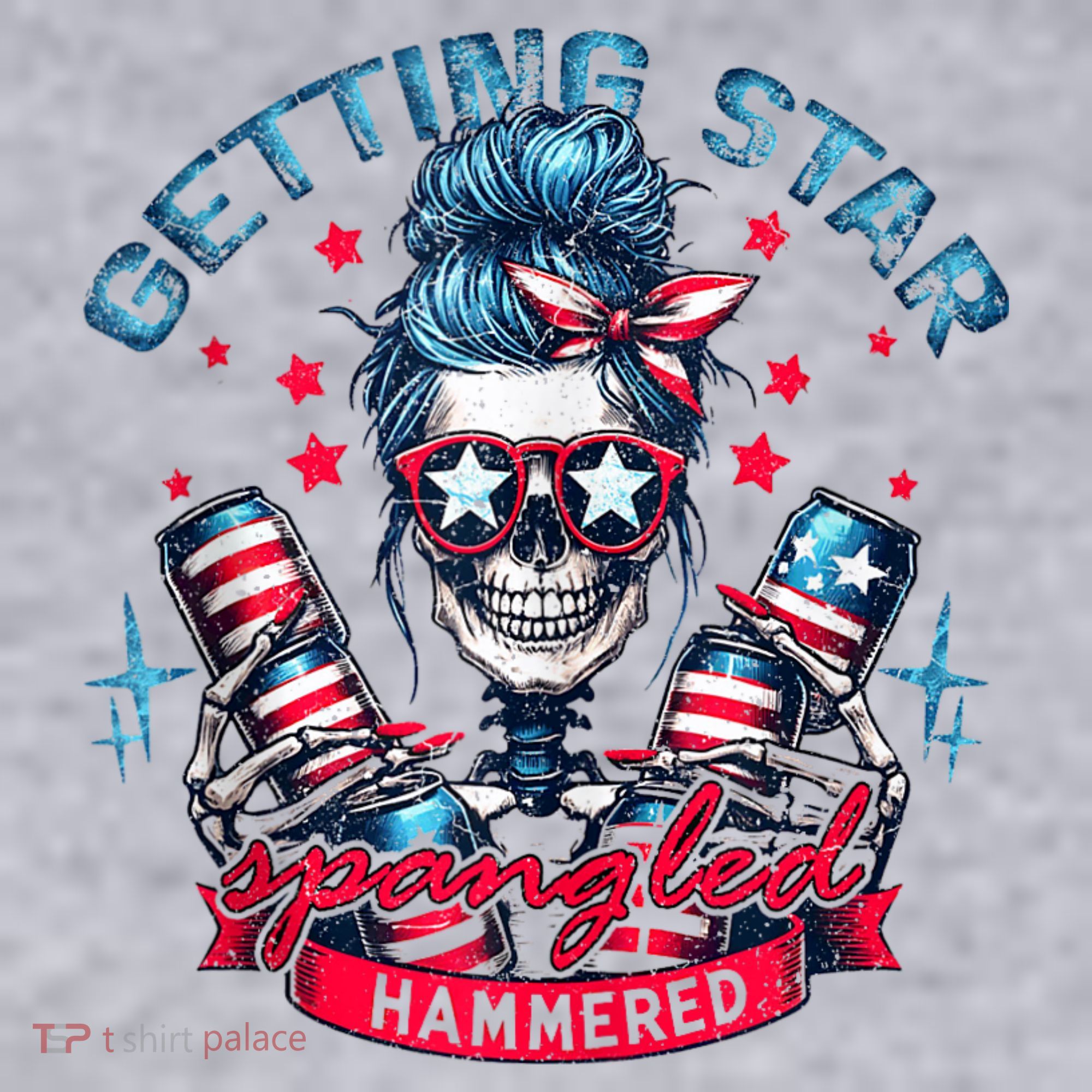 Getting Star Spangled Hammered Skeleton 4th Of July Women's Sweatshirt
