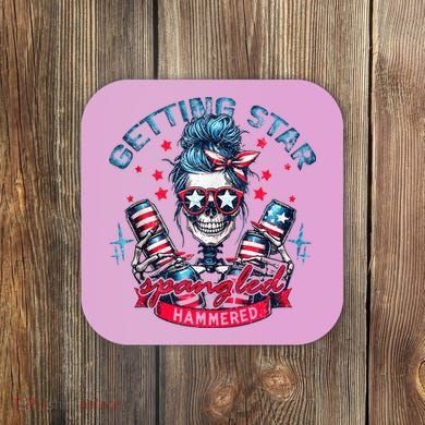 Getting Star Spangled Hammered Skeleton 4th Of July Coaster