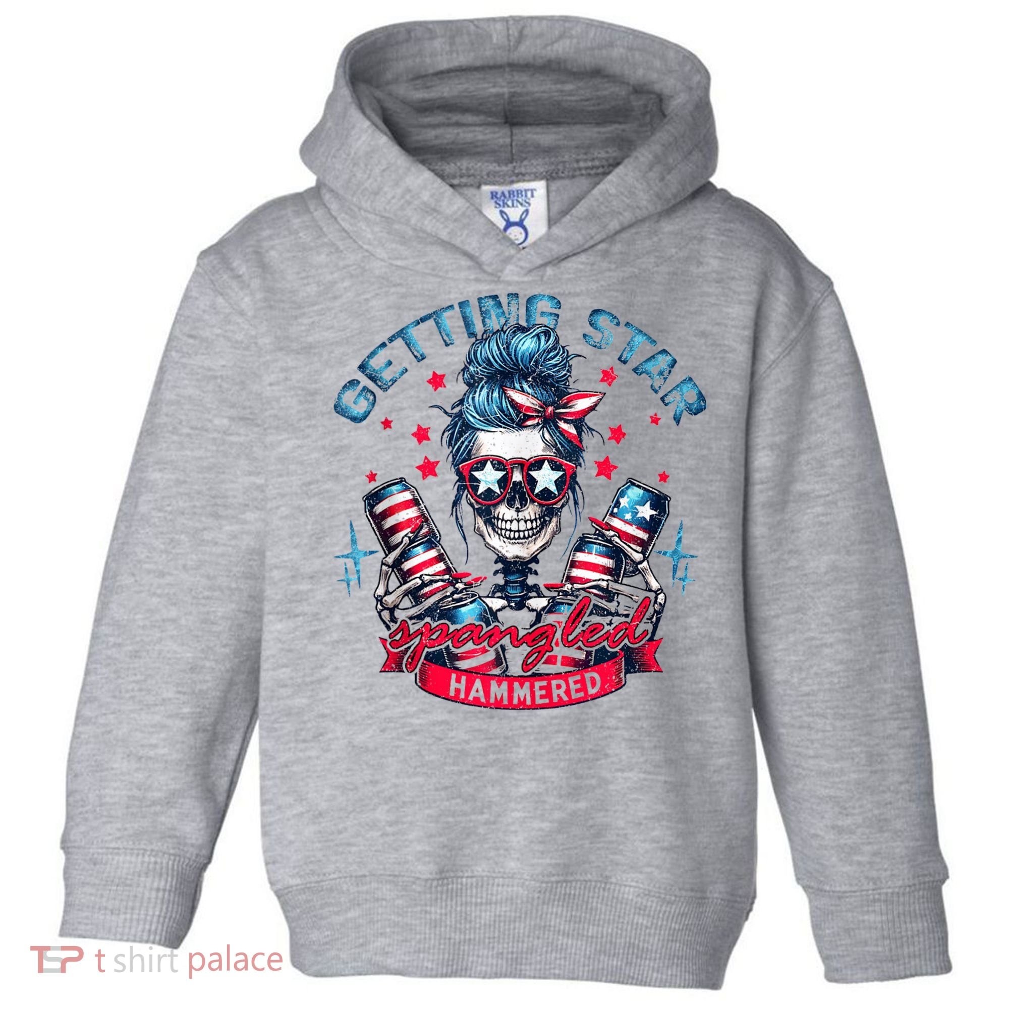 Getting Star Spangled Hammered Skeleton 4th Of July Toddler Hoodie