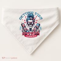 Getting Star Spangled Hammered Skeleton 4th Of July USA-Made Doggie Bandana thumb 0