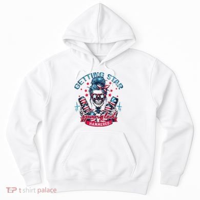 Getting Star Spangled Hammered Skeleton 4th Of July Hoodie