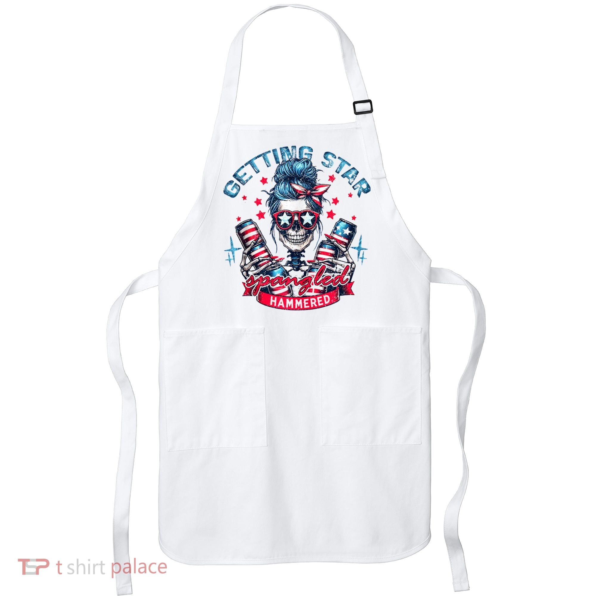 Getting Star Spangled Hammered Skeleton 4th Of July Apron