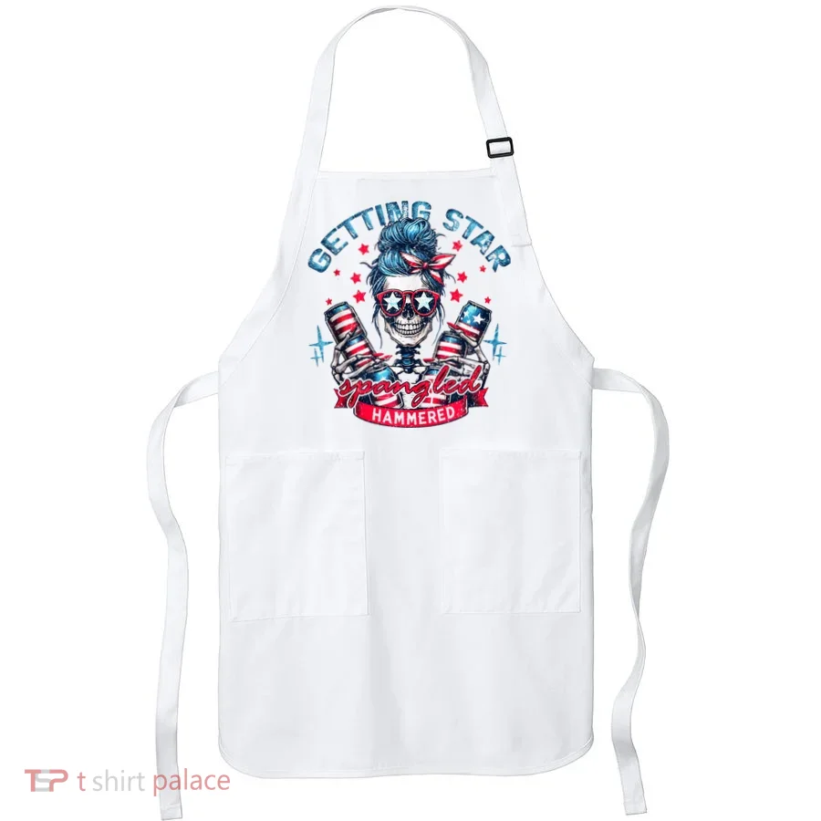 Getting Star Spangled Hammered Skeleton 4th Of July Apron