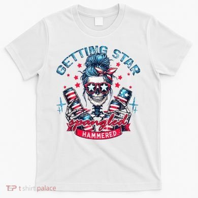 Getting Star Spangled Hammered Skeleton 4th Of July T-Shirt