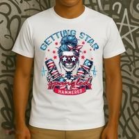 Getting Star Spangled Hammered Skeleton 4th Of July T-Shirt thumb 3