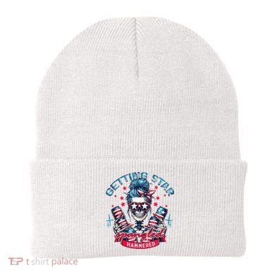Getting Star Spangled Hammered Skeleton 4th Of July Beanie