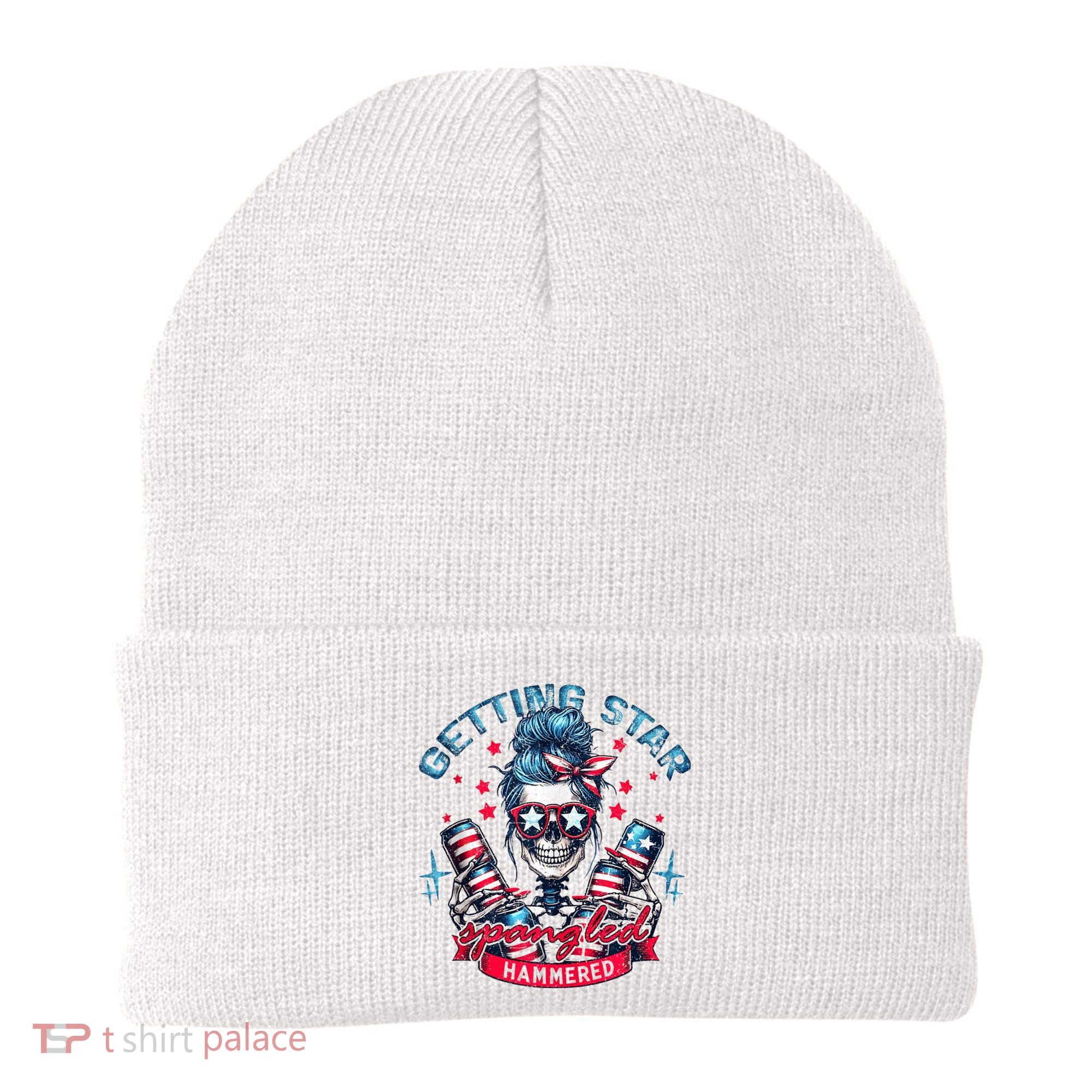 Getting Star Spangled Hammered Skeleton 4th Of July Beanie