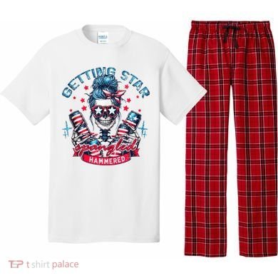 Getting Star Spangled Hammered Skeleton 4th Of July Pajama Set