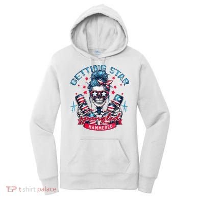 Getting Star Spangled Hammered Skeleton 4th Of July Women's Hoodie