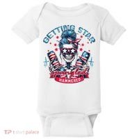 Getting Star Spangled Hammered Skeleton 4th Of July Baby Bodysuit thumb 0