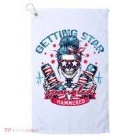 Getting Star Spangled Hammered Skeleton 4th Of July Golf Towel thumb 0
