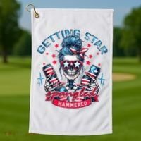 Getting Star Spangled Hammered Skeleton 4th Of July Golf Towel thumb 1