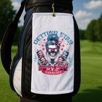 Getting Star Spangled Hammered Skeleton 4th Of July Golf Towel thumb 2