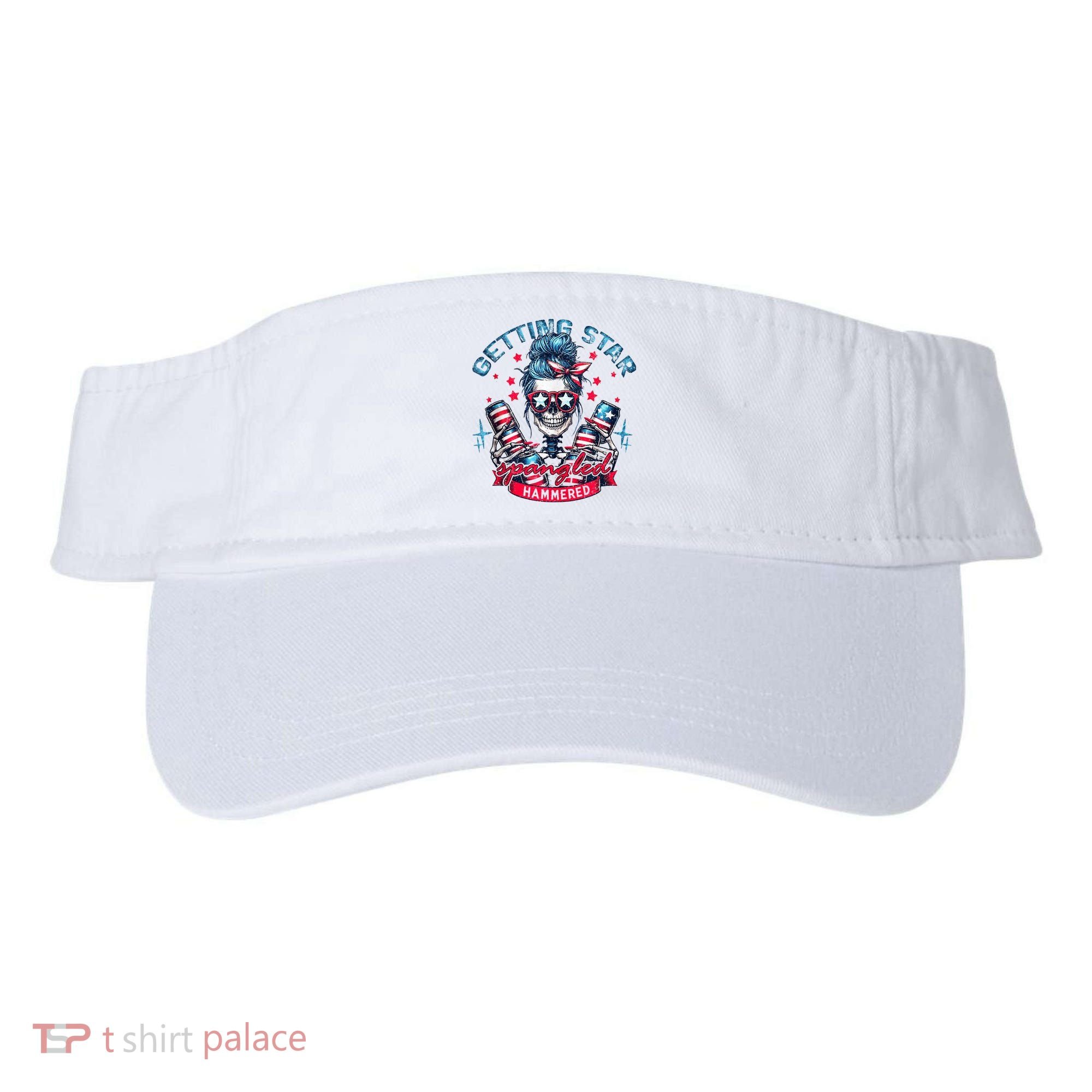 Getting Star Spangled Hammered Skeleton 4th Of July Visor
