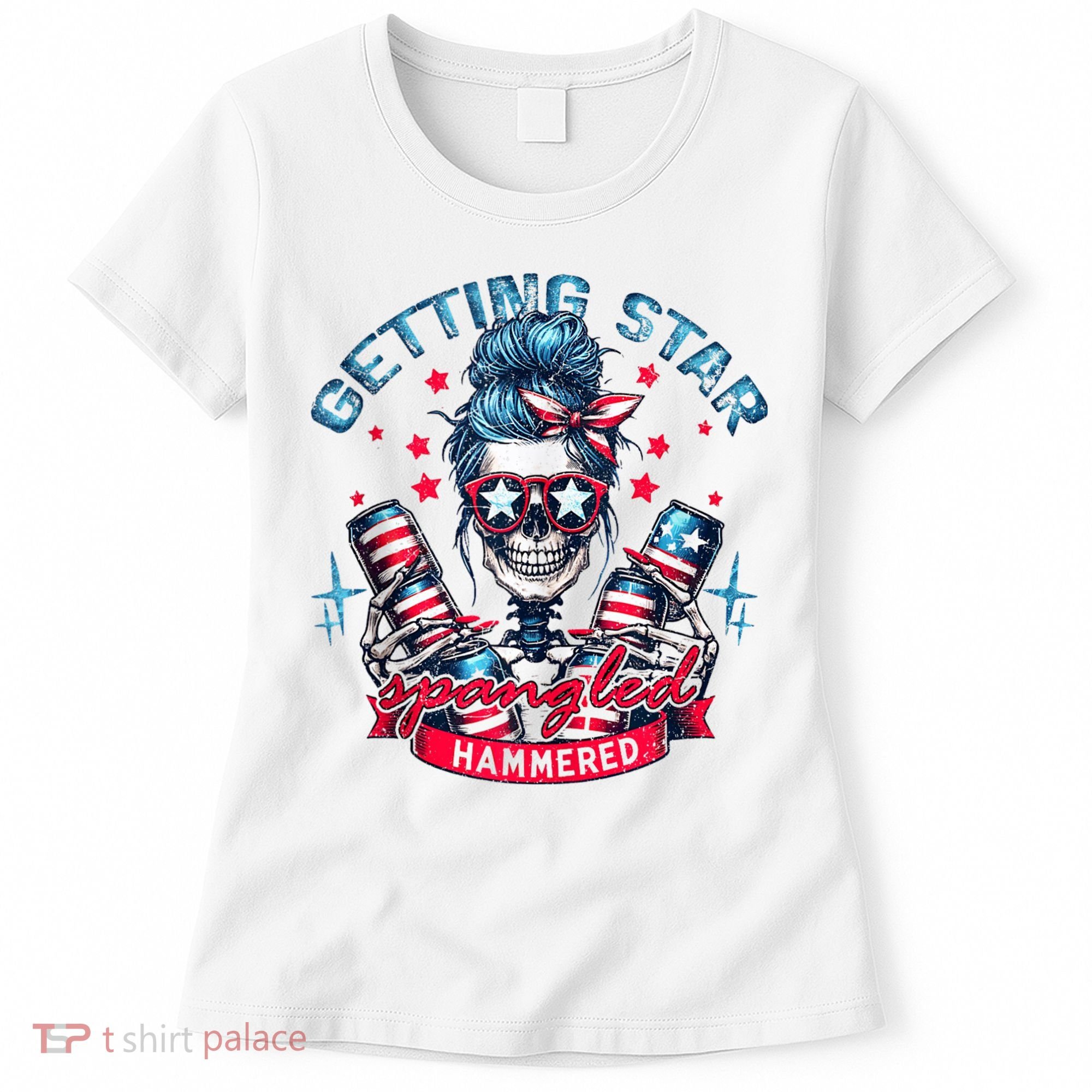 Getting Star Spangled Hammered Skeleton 4th Of July Women's T-Shirt
