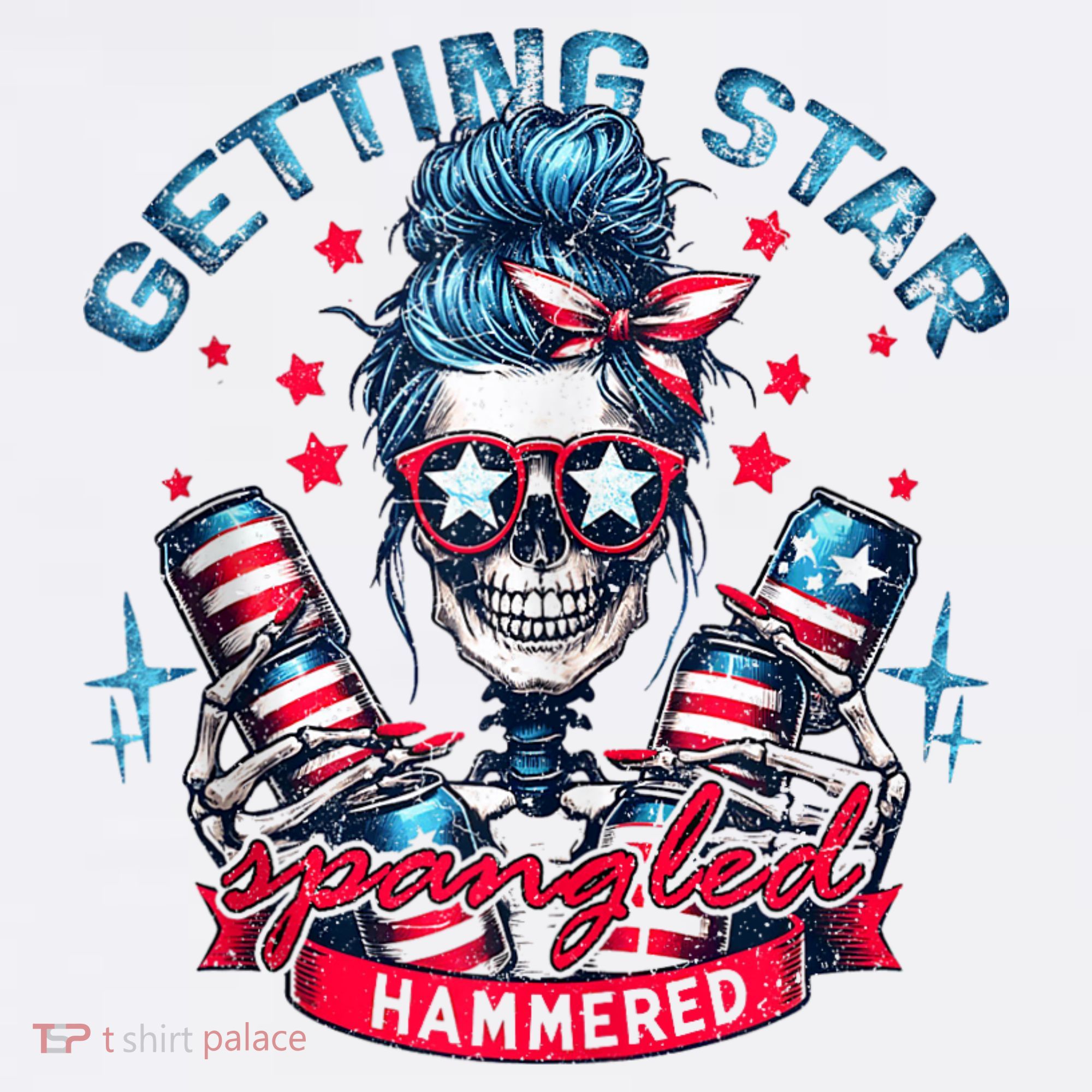 Getting Star Spangled Hammered Skeleton 4th Of July Kids Hoodie