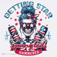 Getting Star Spangled Hammered Skeleton 4th Of July Kids T-Shirt thumb 4
