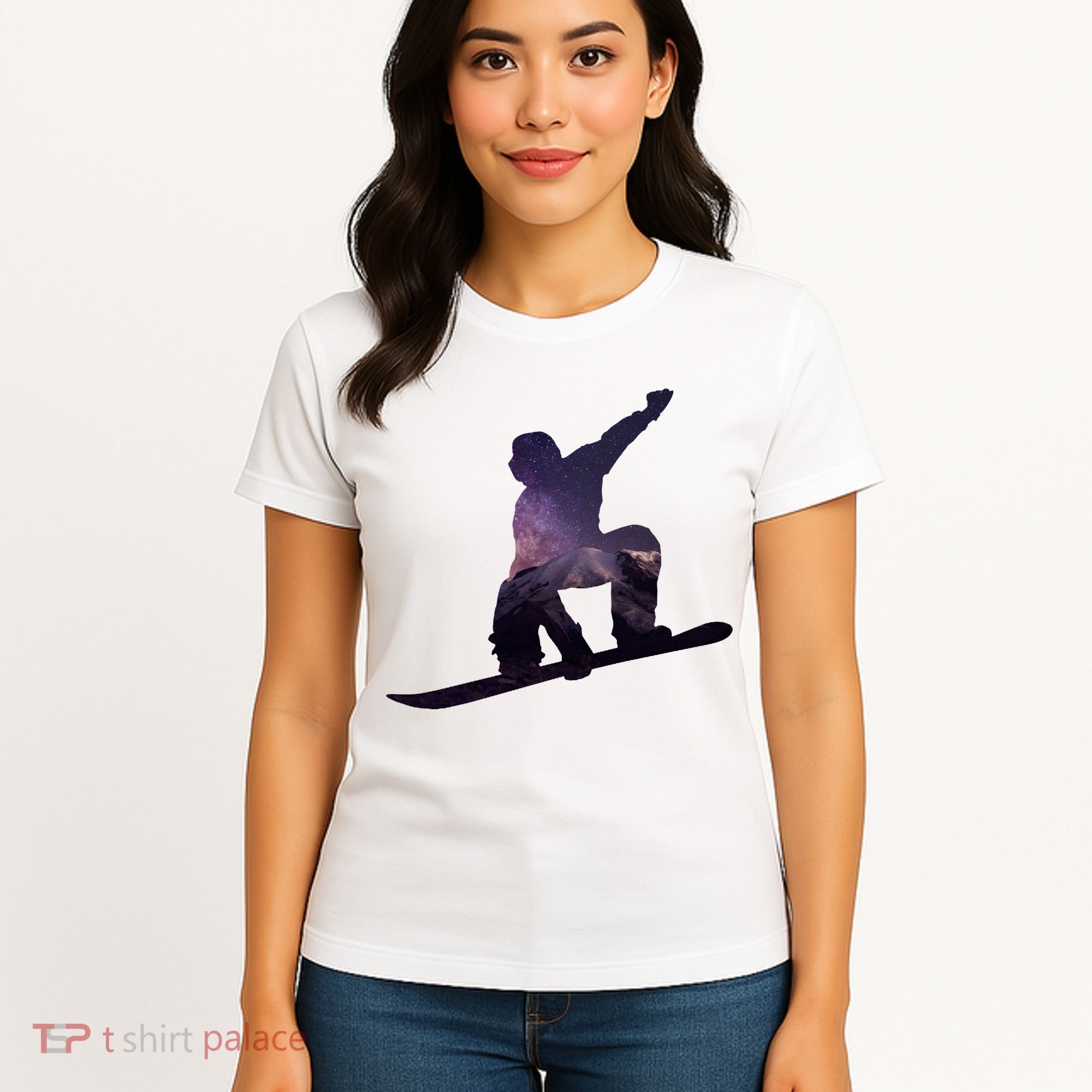 Galaxy Space Ski Boarding Women's T-Shirt