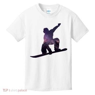 Galaxy Space Ski Boarding Kids T-Shirt