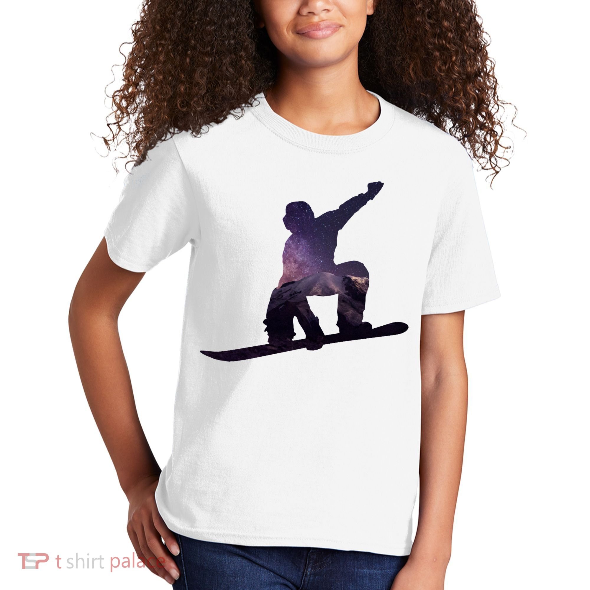 Galaxy Space Ski Boarding Kids T-Shirt