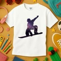 Galaxy Space Ski Boarding Kids T-Shirt thumb 3