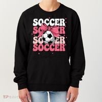 Groovy Soccer Sister Coquette Bow Soccer Gift Women's Sweatshirt thumb 0