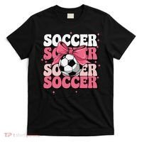 Groovy Soccer Sister Coquette Bow Soccer Gift T-Shirt thumb 0
