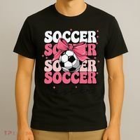 Groovy Soccer Sister Coquette Bow Soccer Gift T-Shirt thumb 3