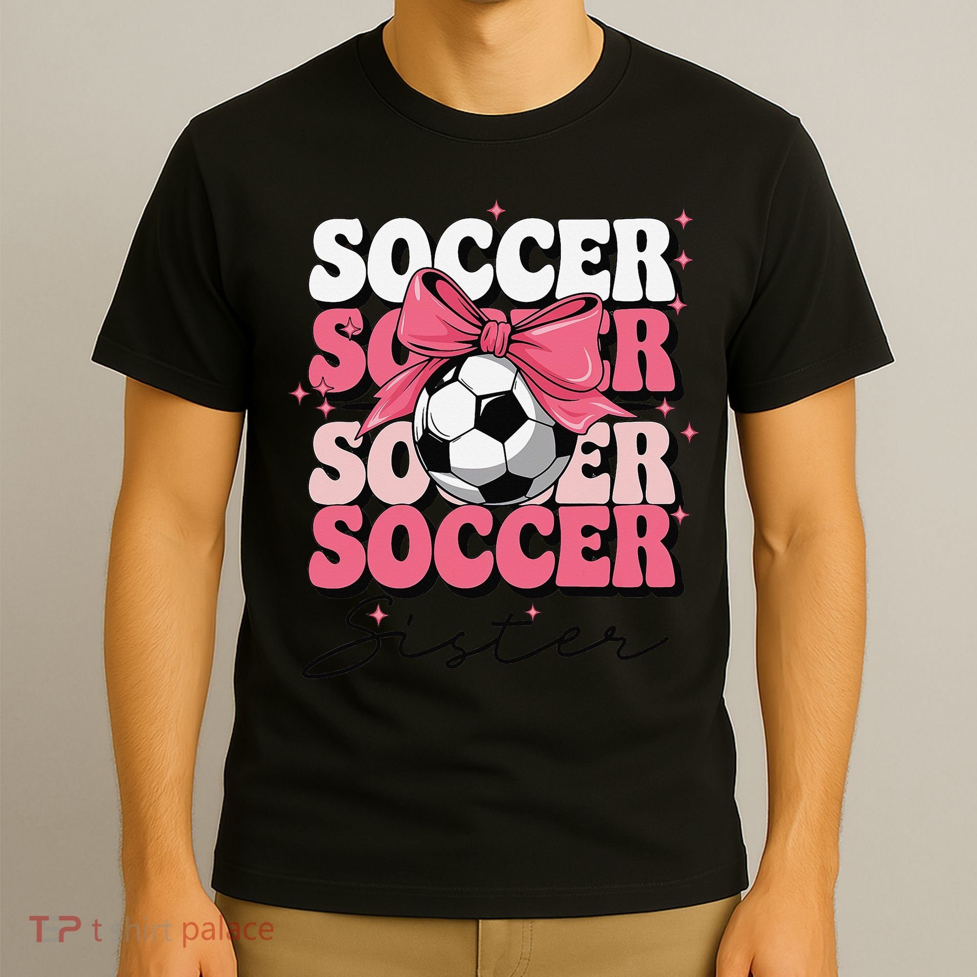 Groovy Soccer Sister Coquette Bow Soccer Gift T-Shirt
