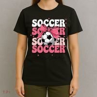 Groovy Soccer Sister Coquette Bow Soccer Gift T-Shirt thumb 4