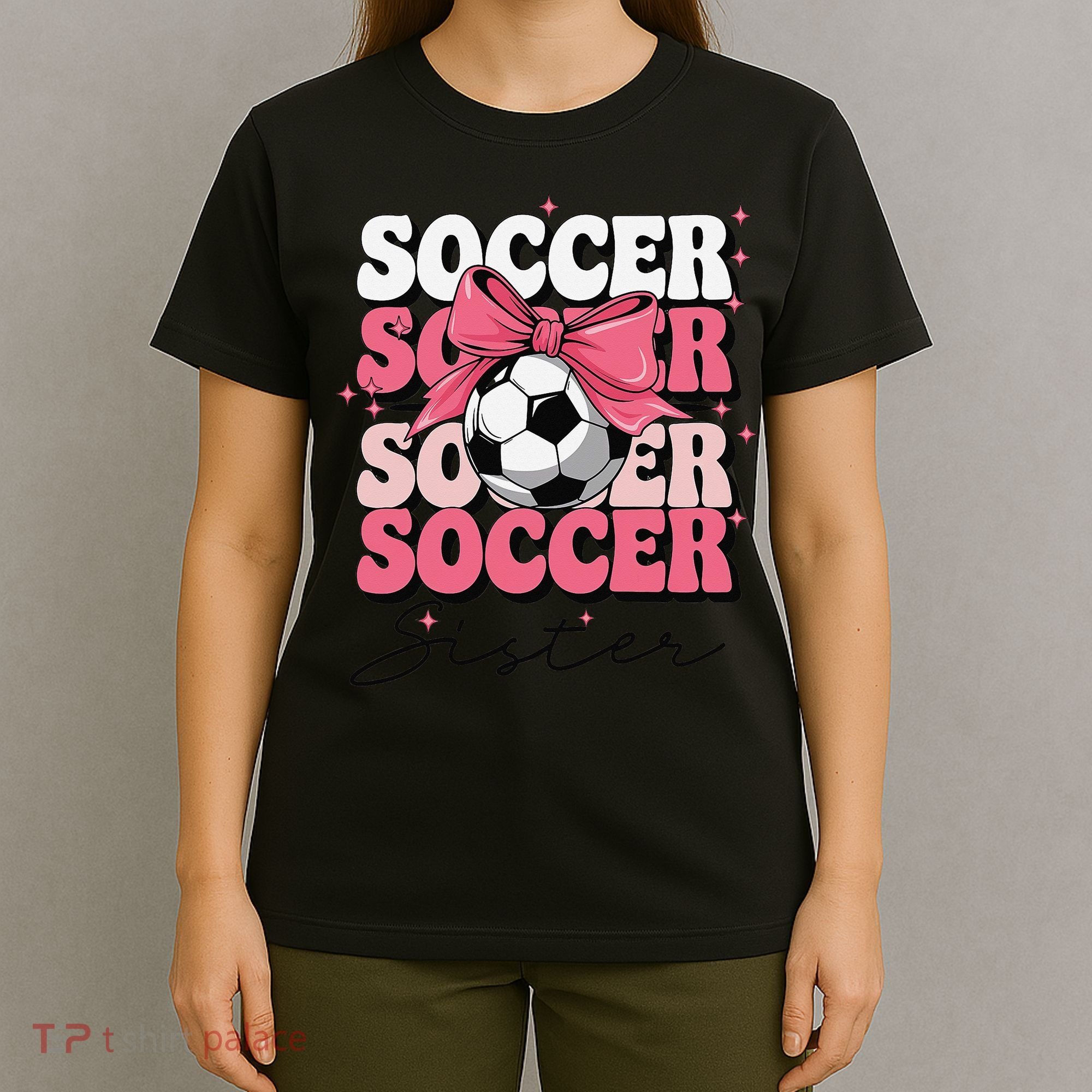Groovy Soccer Sister Coquette Bow Soccer Gift T-Shirt