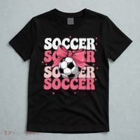 Groovy Soccer Sister Coquette Bow Soccer Gift T-Shirt thumb 5