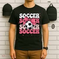 Groovy Soccer Sister Coquette Bow Soccer Gift T-Shirt thumb 6