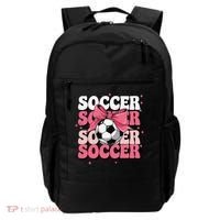 Groovy Soccer Sister Coquette Bow Soccer Gift Backpack thumb 0